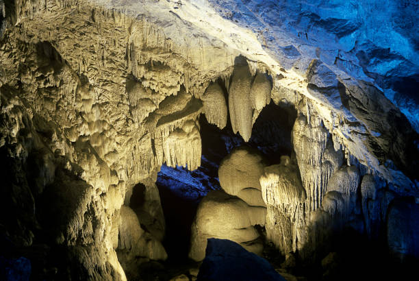 Rock designs naturally created while water fall continuously falling from very high. 